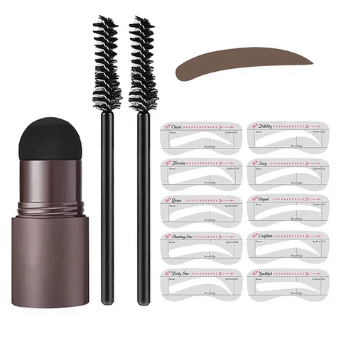 One Step Eyebrow Stamp Shaping Kit Stencils Brushes Long Lasting Makeup Tool Women